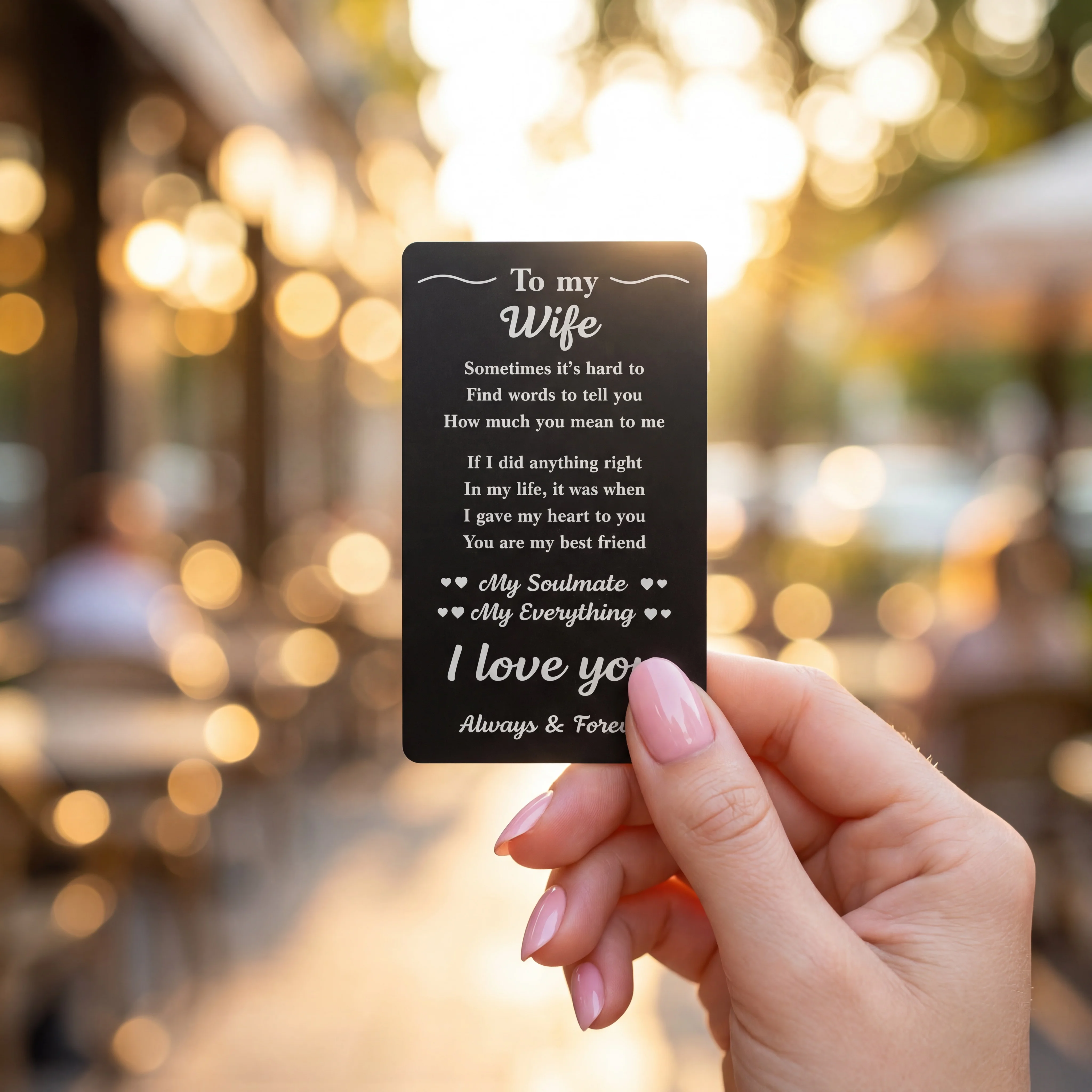 To My Wife engraved wallet card